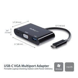 StarTech.com Adattatore Multifunzione USB-C a VGA con porta USB-A e Power Delivery