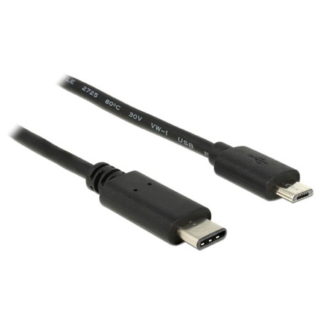 DeLOCK 0.5m, USB2.0-C USB2.0 Micro-B cavo USB 0,5 m Micro-USB B USB C Nero