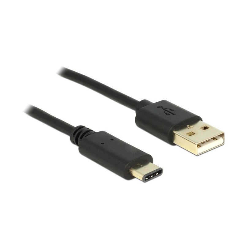 DeLOCK 2m, USB2.0-A USB2.0-C cavo USB USB A USB C Nero