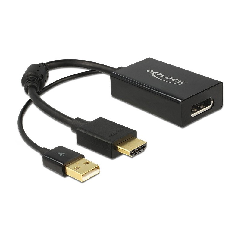 DeLOCK 0.245m HDMI+USB2.0-A DisplayPort 0,254 m HDMI + USB Nero