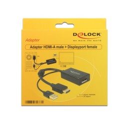 DeLOCK 0.245m HDMI+USB2.0-A DisplayPort 0,254 m HDMI + USB Nero