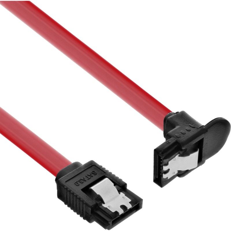 InLine Cavo SATA III 6Gb s, rosso, 1x angolare 90°, chiusura a scatto, 0,75m