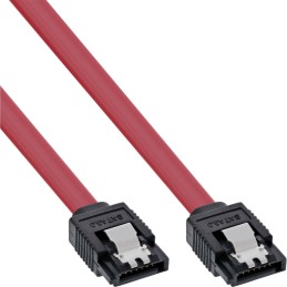 InLine Cavo SATA III (6Gb s), SATA a SATA, 0,75m, rosso, chiusura a scatto