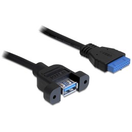 DeLOCK 0.5m USB 3.0 F F cavo USB 0,5 m USB A IDC Nero