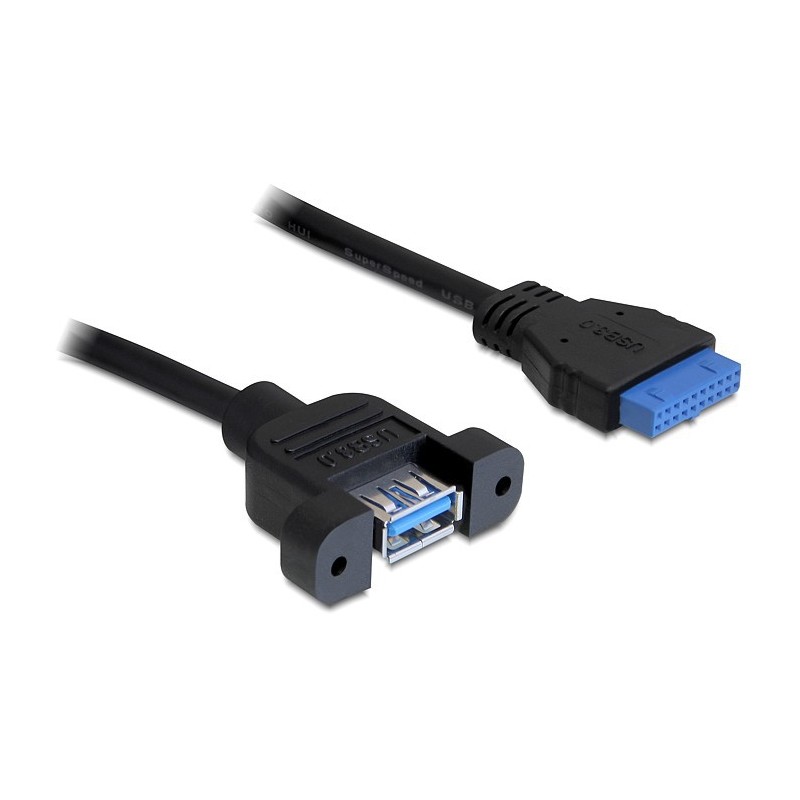 DeLOCK 0.5m USB 3.0 F F cavo USB 0,5 m USB A IDC Nero