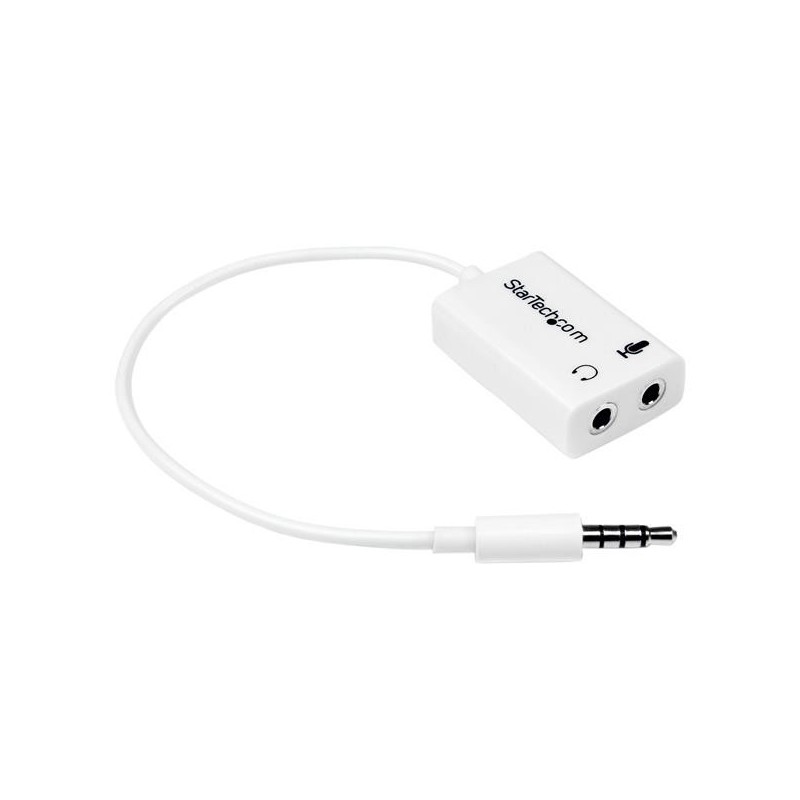 StarTech.com Adattatore auricolare   cuffie da 4 posizioni da 3,5 mm a 2 da 3 posizioni da 3,5 mm M F - bianco