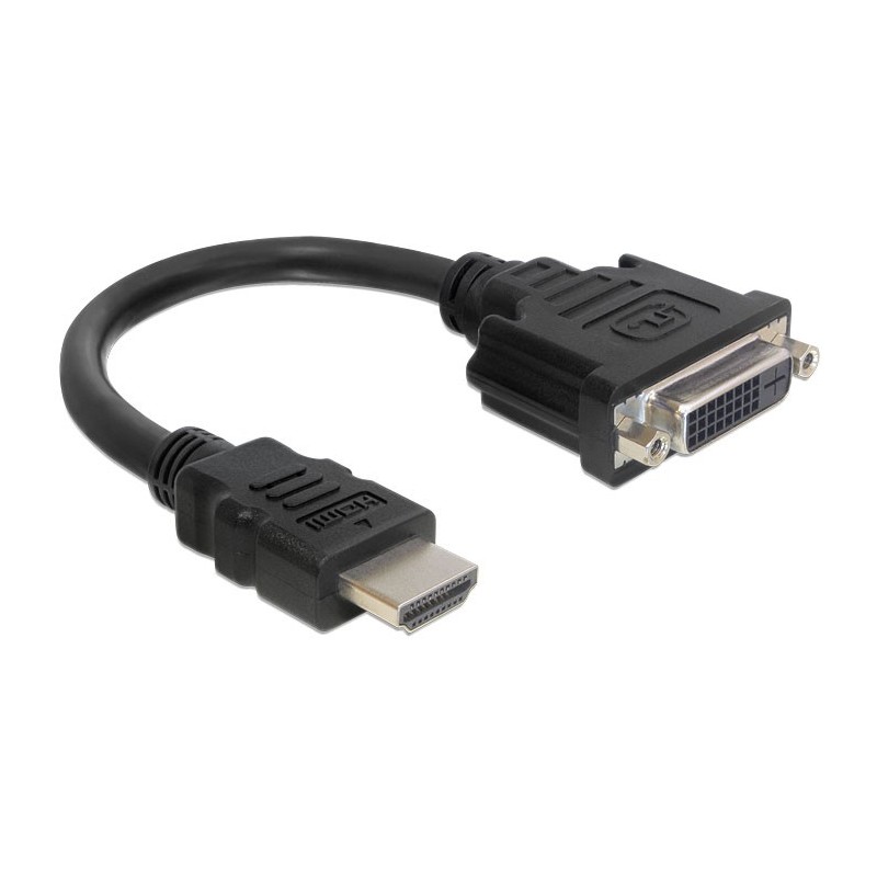 DeLOCK 0.2m HDMI-DVI M F 0,2 m HDMI tipo A (Standard) DVI-D Nero