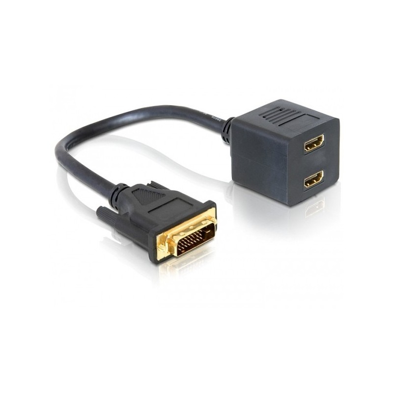 DeLOCK Adapter DVI 25 male  2x HDMI female 0,2 m DVI-D 2 x HDMI Nero