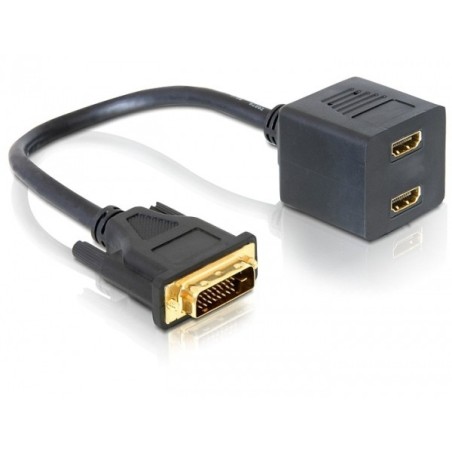 DeLOCK Adapter DVI 25 male  2x HDMI female 0,2 m DVI-D 2 x HDMI Nero