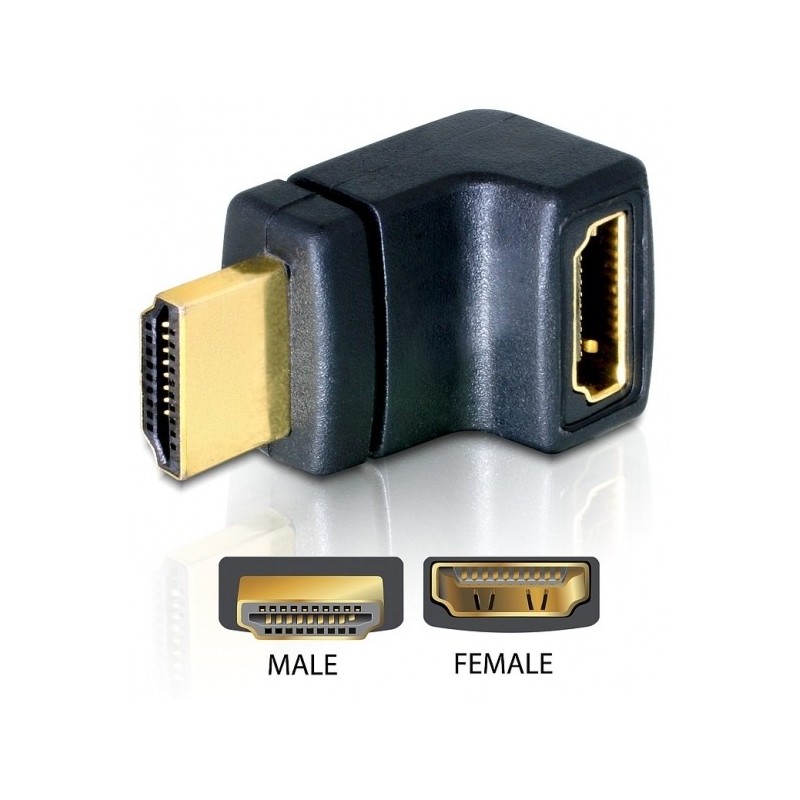 DeLOCK HDMI Stecker  HDMI Buchse 90° oben HDMI 1.3 Nero