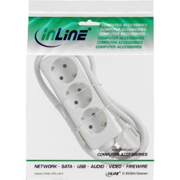 InLine Multipresa, 3x Shucko, con sicura, bianco, cavo 3m,