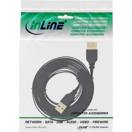 InLine Cavo USB 2.0 A maschio   A femmina, Piatto, prolunga, dorato, nero, 2m