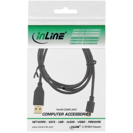 InLine Cavo USB 2.0 Micro, A maschio   Micro B maschio, dorato, nero, 0,3m