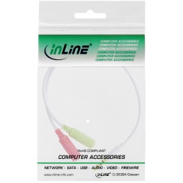 InLine Cavo Audio Y Jack 3,5mm M a 2x Jack 3,5mm F, 4pin CTIA, 0,15m, bianco