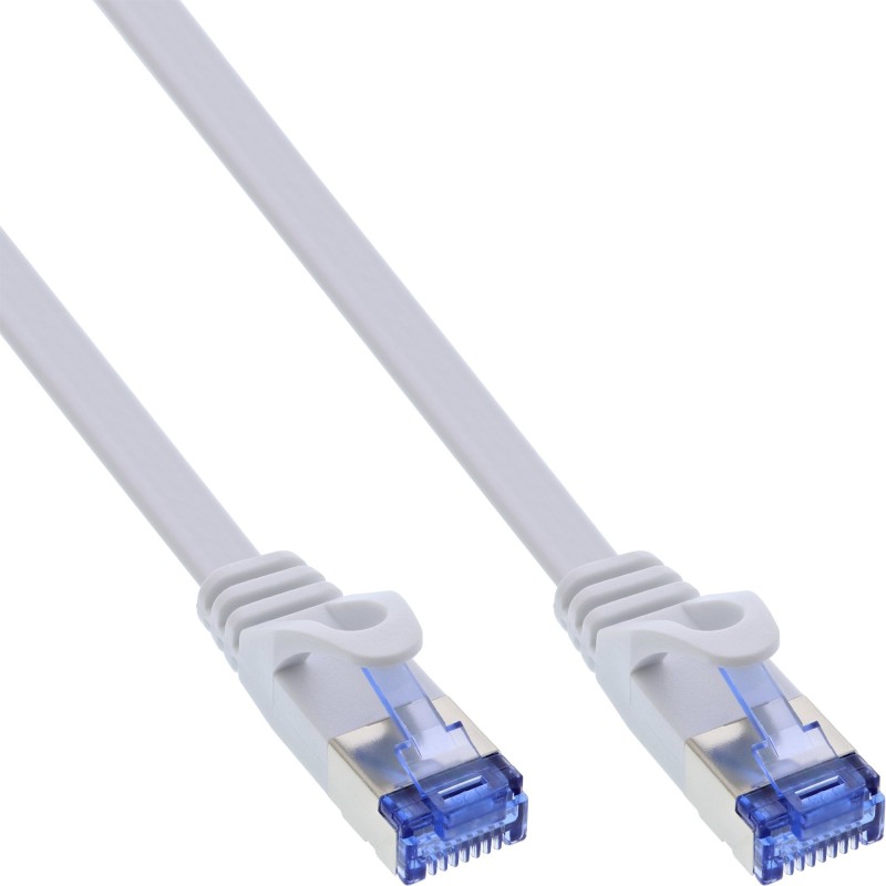 InLine Patch Cable flat, U FTP, Cat.6A, bianco, 10m