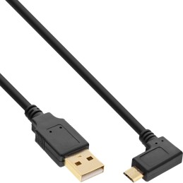 InLine Cavo USB 2.0 Micro, Am  Micro B M, Angolato, dorato, nero, 1,5m