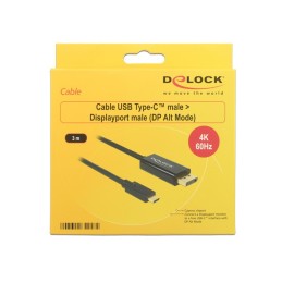 DeLOCK 85257 cavo e adattatore video 3 m USB tipo-C DisplayPort Nero