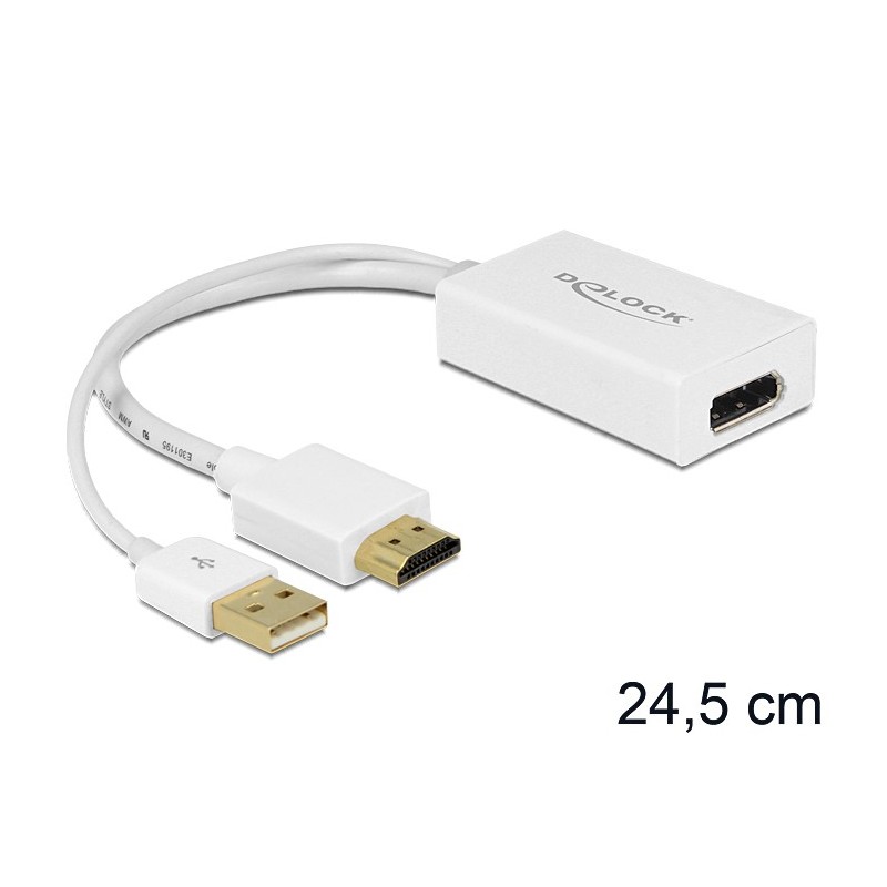 DeLOCK 62496 cavo e adattatore video 0,245 m DisplayPort HDMI + USB Bianco