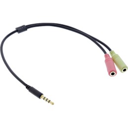 InLine Cavo Audio Y, Jack 3,5mm M a 2x Jack 3,5mm F, 4pin CTIA, 1m, nero