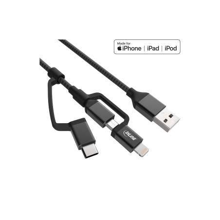 InLine Cavo USB Lightning per iPad, iPhone, iPod, argento, tessuto, 1m