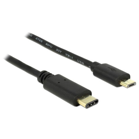 DeLOCK 2m, USB2.0-C USB2.0 Micro-B cavo USB Micro-USB B USB C Nero