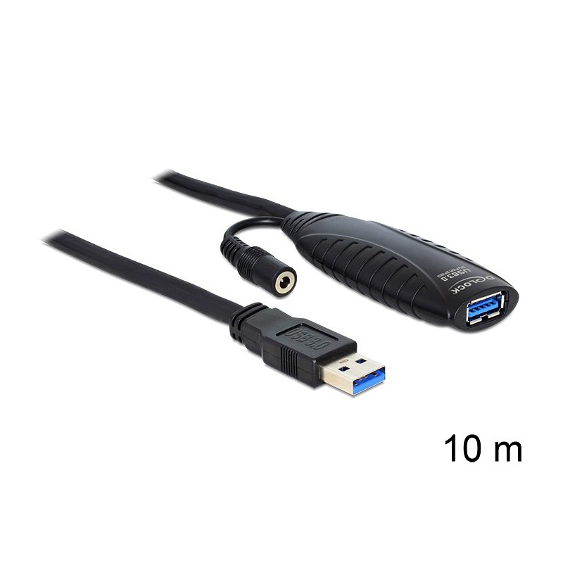 DeLOCK USB3.0-A - USB3.0-A, 10m cavo USB USB 3.2 Gen 1 (3.1 Gen 1) USB A Nero