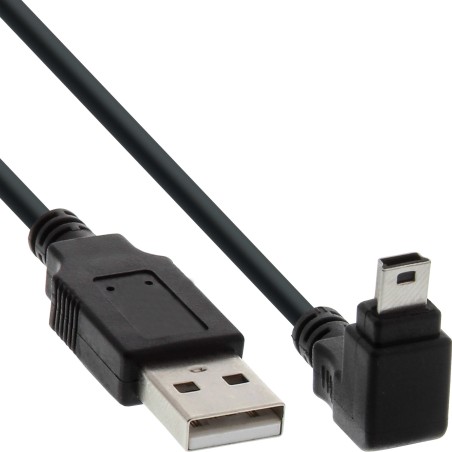 InLine Cavo USB 2.0 Mini, Am  Mini Bm(5pol.), Angolato v  Basso, nero, 0,5m