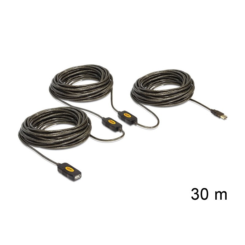 DeLOCK 30m, USB2.0 - USB2.0 cavo USB USB A Nero