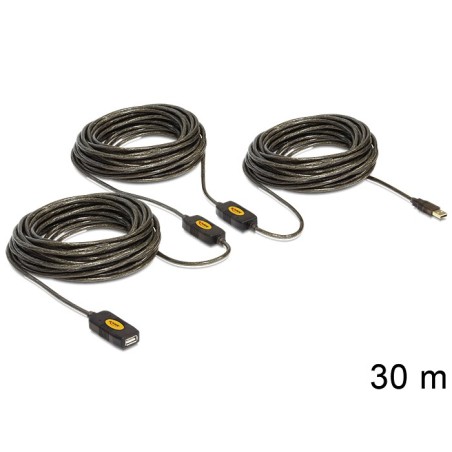 DeLOCK 30m, USB2.0 - USB2.0 cavo USB USB A Nero