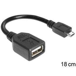 DeLOCK USB micro-B - USB 2.0-A, 0.18m cavo USB 0,18 m Micro-USB B USB A Nero