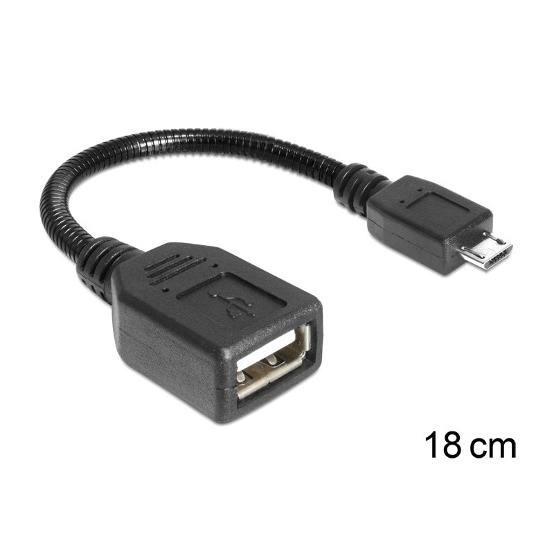 DeLOCK USB micro-B - USB 2.0-A, 0.18m cavo USB 0,18 m Micro-USB B USB A Nero