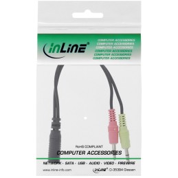 InLine Cavo Audio Y 2x Jack 3,5mm M a Jack 3,5mm F, 0,15m, 4pin OMTP