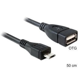 DeLOCK 50cm USB micro-B USB2.0-A cavo USB 0,5 m Micro-USB B USB A Nero