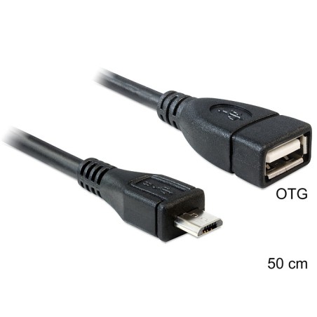 DeLOCK 50cm USB micro-B USB2.0-A cavo USB 0,5 m Micro-USB B USB A Nero