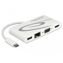 DeLOCK 87731 replicatore di porte e docking station per laptop USB 3.2 Gen 1 (3.1 Gen 1) Type-C Grigio, Bianco