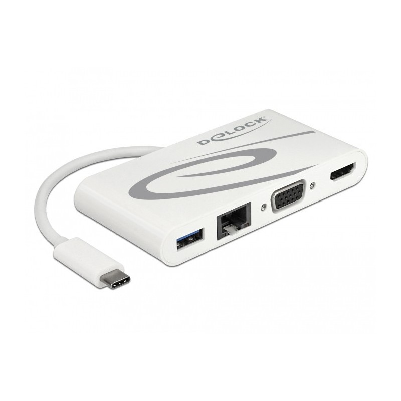 DeLOCK 87731 replicatore di porte e docking station per laptop USB 3.2 Gen 1 (3.1 Gen 1) Type-C Grigio, Bianco