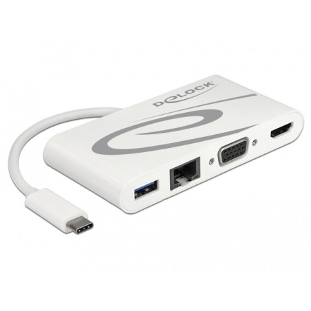 DeLOCK 87731 replicatore di porte e docking station per laptop USB 3.2 Gen 1 (3.1 Gen 1) Type-C Grigio, Bianco