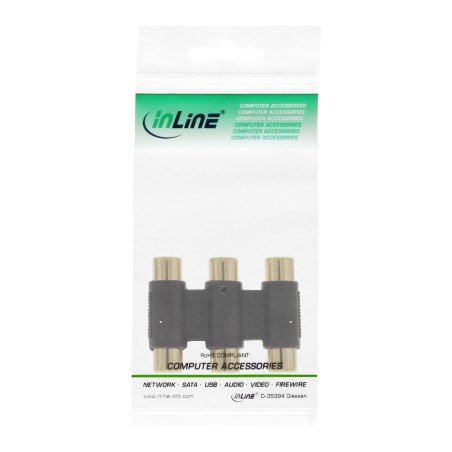 InLine Adattatore Audio Video 3x RCA femmina   femmina, dorato, accoppiatore