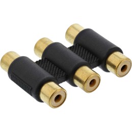 InLine Adattatore Audio Video 3x RCA femmina   femmina, dorato, accoppiatore