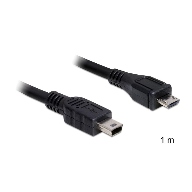 DeLOCK 1m USB2.0 microB miniB cavo USB Micro-USB B Mini-USB B Nero