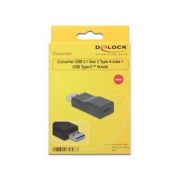 DeLOCK 65696 adattatore per inversione del genere dei cavi USB 3.1 Gen 2 Type-A USB 3.1 Gen 2 Type-C Nero