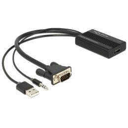 DeLOCK 62597 cavo e adattatore video 0,25 m HDMI tipo A (Standard) VGA (D-Sub) + 3.5mm + USB Type-A Nero