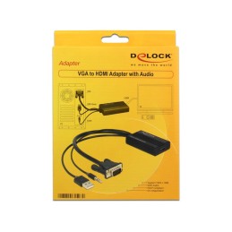 DeLOCK 62597 cavo e adattatore video 0,25 m HDMI tipo A (Standard) VGA (D-Sub) + 3.5mm + USB Type-A Nero