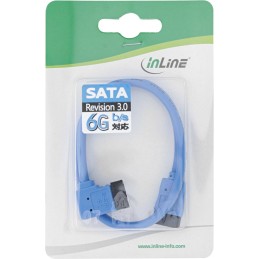 InLine Cavo SATA 6Gb s, rotondo, angolato a destra, blu, con linguetta, 0,5m