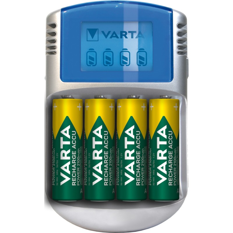 Varta LCD charger AA & AAA (Batterie ricaricabili NiMH incl. 4x AA 2600 mAh accu & AC adattatore & 12 V adattatore & cavo