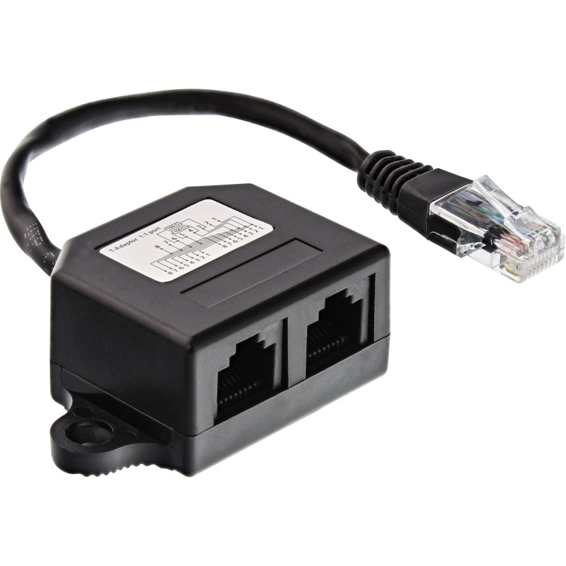 InLine Distributore ISDN, 2x presa RJ45, cavo da 15cm, con resist. di term.