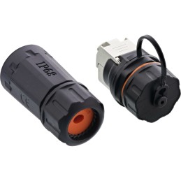 InLine Set di prese RJ45 Cat.6A, impermeabile IP68, industriale, antipolvere