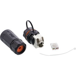 InLine Set di prese RJ45 Cat.6A, impermeabile IP68, industriale, antipolvere