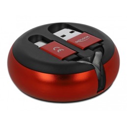 DeLOCK Cavo retrattile USB di Tipo-A per USB-C nero   rosso