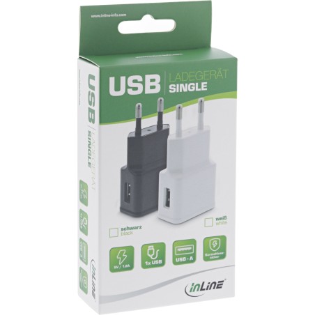 InLine Alimentatore USB 100-240VAC, Out  1x USB 5V 1200mA, bianco